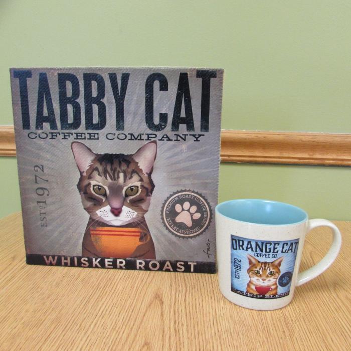 Tabby Cat Coffee Company Art with Cat Coffee Mug up for ...