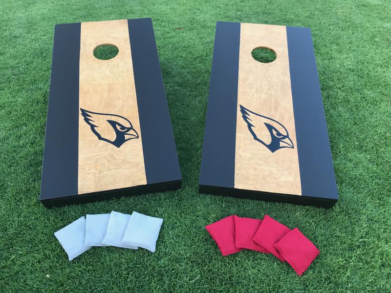 AZ Cardinals Custom Cornhole Set up for bids at 'Horizon Choirs Broadway  Under the Stars Silent Auction'