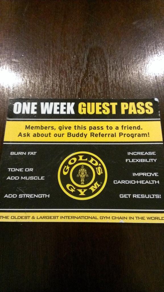 1 Week Pass ~ Golds Gym up for bids at 