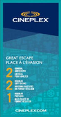 Cineplex Great Escape Movie Pass up for bids at 